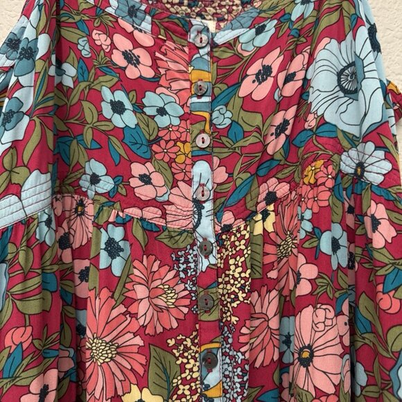 Natural Life Dress Women's Size XL Sleeveless Floral Print Button Front Boho - Picture 4 of 15
